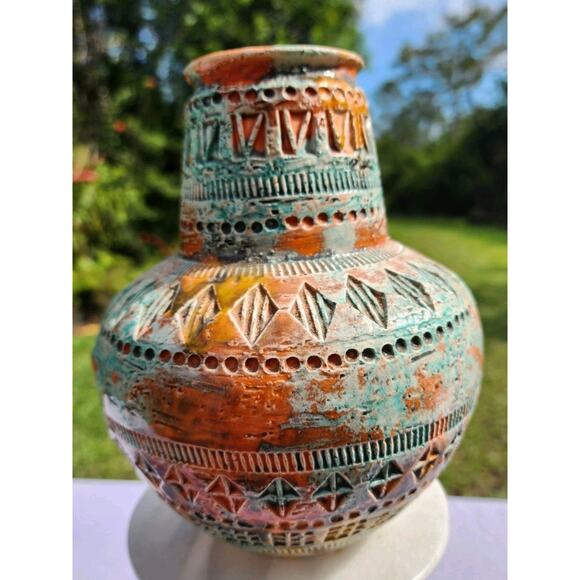 Aldo Londi Italian MCM Art Pottery Vase Rosenthal Bitossi Design SUNSET - Picture 9 of 11